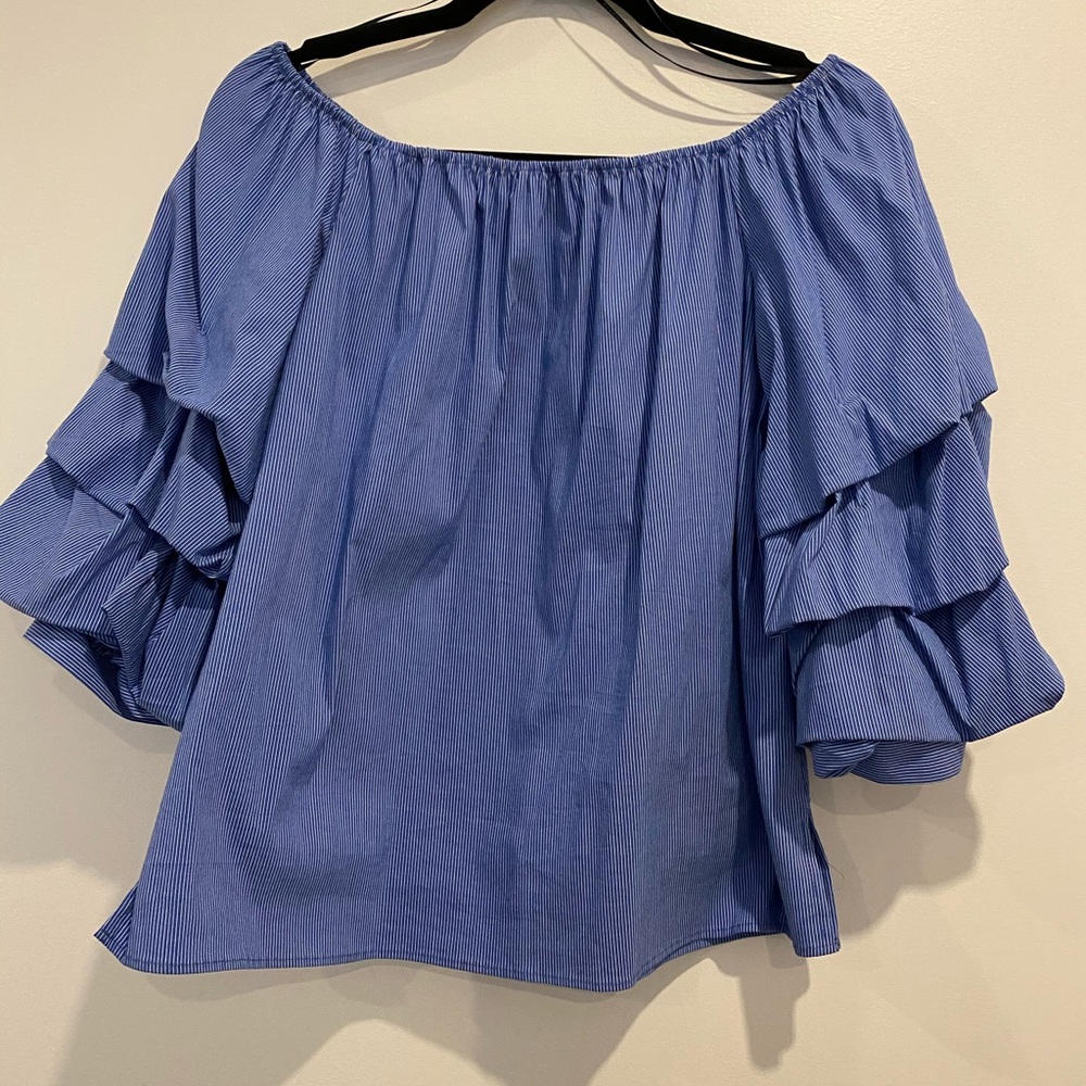 Zara off be shoulder puffy sleeve top